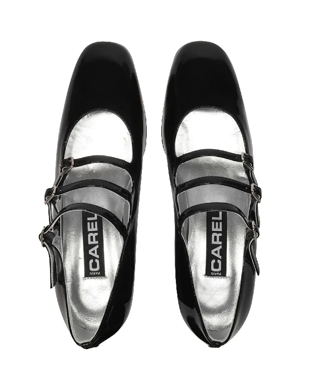 Women's velvet - covered stiletto heel pumps for a luxurious lookKina Pumps - Carel - Black - Patent Leather