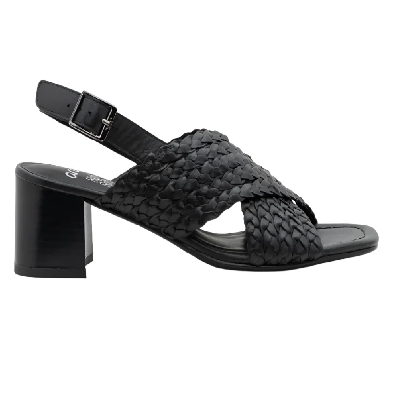 Women's Cork - Soled Espadrille Sandals with a Rope - Trimmed Upper in Navy for a Summer VibeAra Women's Woven Dress Cross Band Sandal Black Goat Waxy Leather