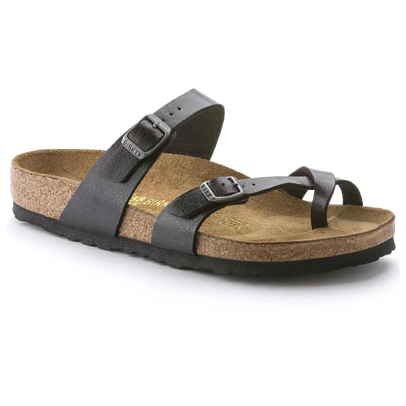 Women's Cork - Soled Espadrille Sandals with a Rope - Trimmed Upper in Navy for a Summer VibeBirkenstock Mayari Graceful Licorice Birko-Flor