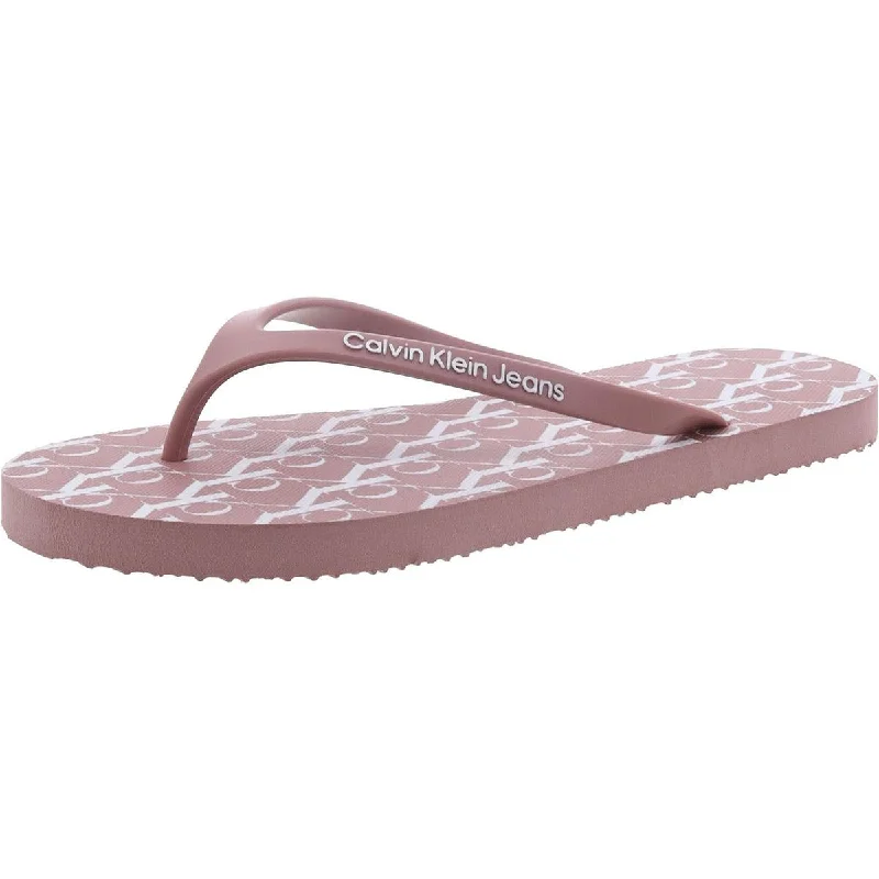 Adjustable Strap Women's Sandals with a Padded Heel in Pink for a Custom FitCalvin Klein Womens Stelo Rubbed Logo Flip-Flops