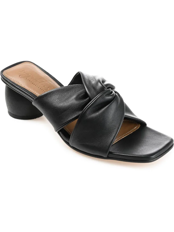 Plus Size Women's Wide - Width Platform Sandals in Black for Added Comfort and HeightCharlize Womens Leather Square Toe Block Heel