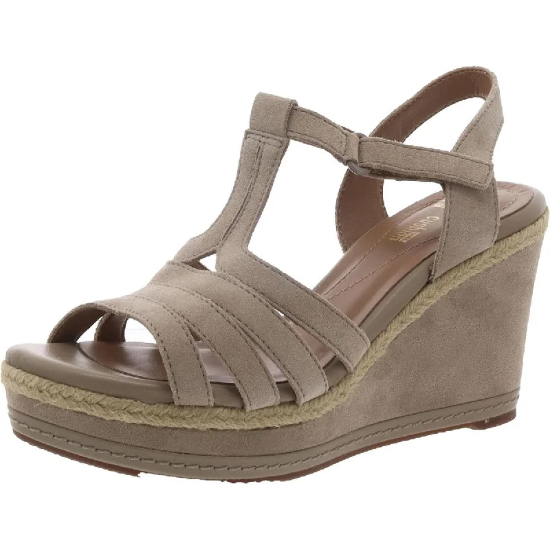 Women's Strappy Gladiator Sandals with Buckle Closures in Tan for a Boho LookClarks Womens Zia Reign Strappy Open Toe Wedge Sandals