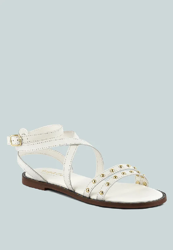 Women's Sandals with a Floral - Printed Upper in Pink for a Feminine Spring LookCORRIANE Studs Embellishment Off White Strappy Sandals