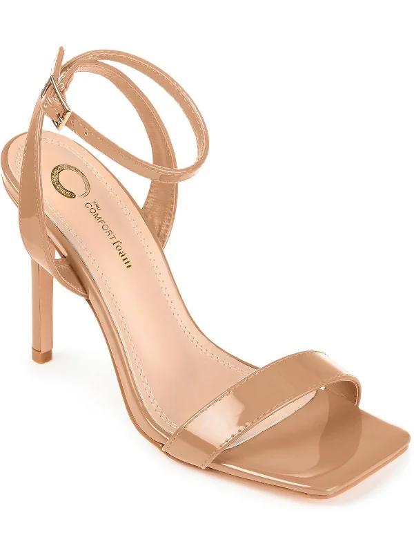 Women's Sandals with a Glitter - Coated Strap in Gold for a Sparkly Summer OutfitDorian Womens Patent Square Toe Heels