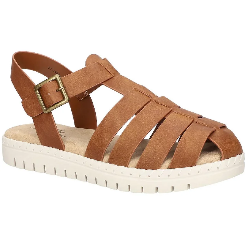 Women's Leather - Strapped Sandals with a Braided Detail in Brown for a Rustic AppealEasy Street Womens Denalize Faux Leather Comfort Slingback Sandals