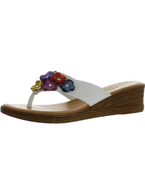 Sustainable Women's Recycled Material Sandals in Beige for Eco - Conscious ShoppersGiordana Womens Leather Embellished Thong Sandals