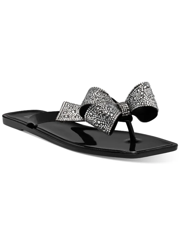 Plus Size Women's Wide - Width Platform Sandals in Black for Added Comfort and HeightJoyma Womens Rhinestone Thong Jelly Sandals