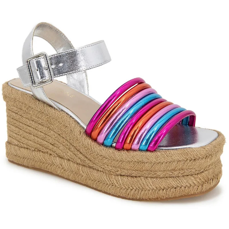 Women's Cork - Soled Espadrille Sandals with a Rope - Trimmed Upper in Navy for a Summer VibeKenneth Cole New York Womens SHELBY Casual Ankle strap Wedge Sandals