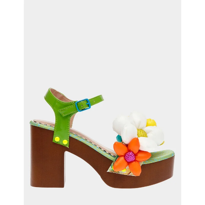 Women's Sandals with a Wedge Heel and a Tassel Detail in Orange for a Trendy LookKinslee Green Multi