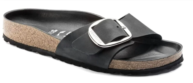 Women's Sandals with a Glitter - Coated Strap in Gold for a Sparkly Summer OutfitMadrid Big Buckle Narrow In Black