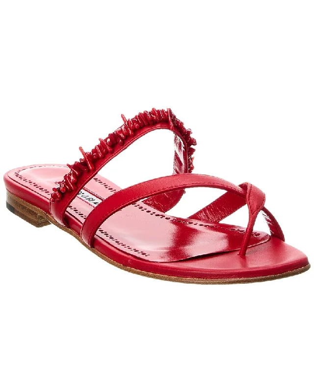 Adjustable Strap Women's Sandals with a Padded Heel in Pink for a Custom FitManolo Blahnik Corasu Leather Sandal