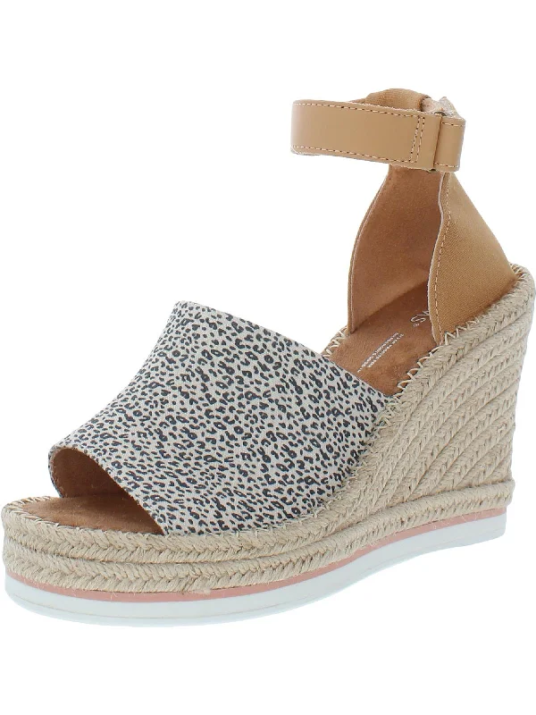 Women's Sandals with a Floral - Printed Upper in Pink for a Feminine Spring LookMarisol  Womens Ankle Strap Heeled Espadrilles