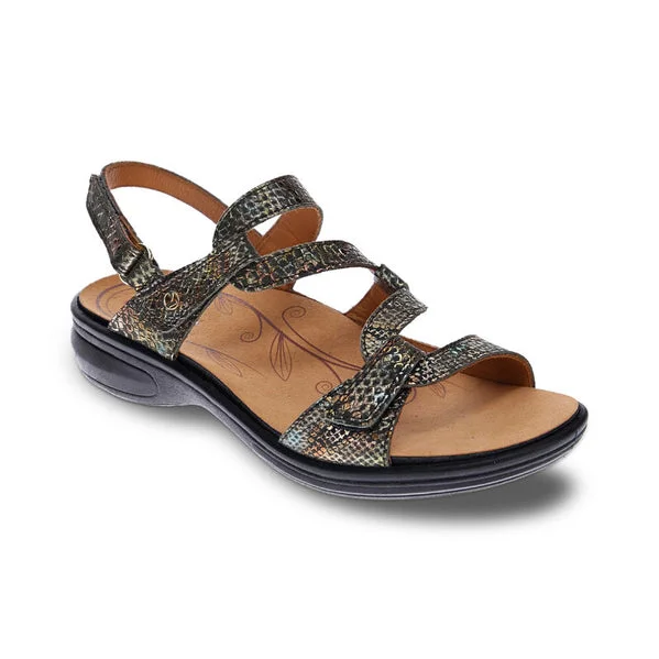 Women's Leather - Strapped Sandals with a Braided Detail in Brown for a Rustic AppealRevere Women's Miami Sandal Peacock Python