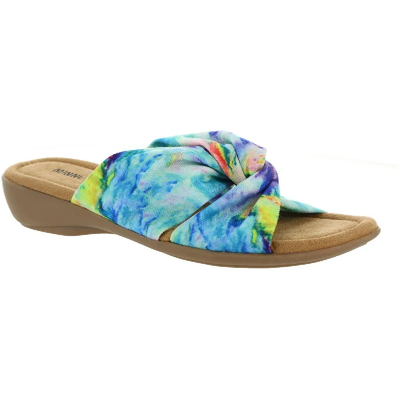 Anti - Slip Women's Sandals with a Grooved Sole in Green for Outdoor AdventuresMinnetonka Womens Sarong Tie-Dye Criss-Cross Slide Sandals