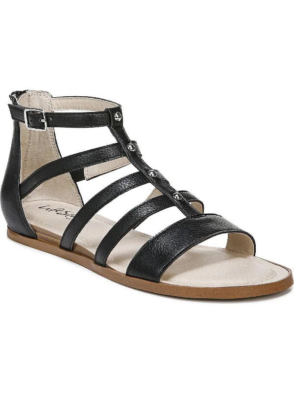 Sustainable Women's Recycled Material Sandals in Beige for Eco - Conscious ShoppersRally Womens Faux Leather Ankle Strap Huarache Sandals