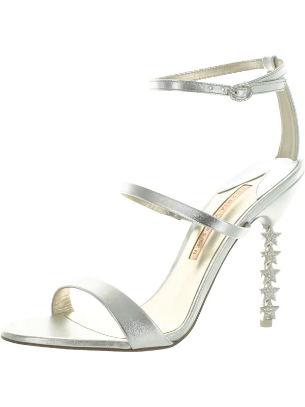 Women's Flat Slide Sandals with a Memory Foam Insole in White for All - Day ComfortRosalind  Womens Metallic Strappy Heels