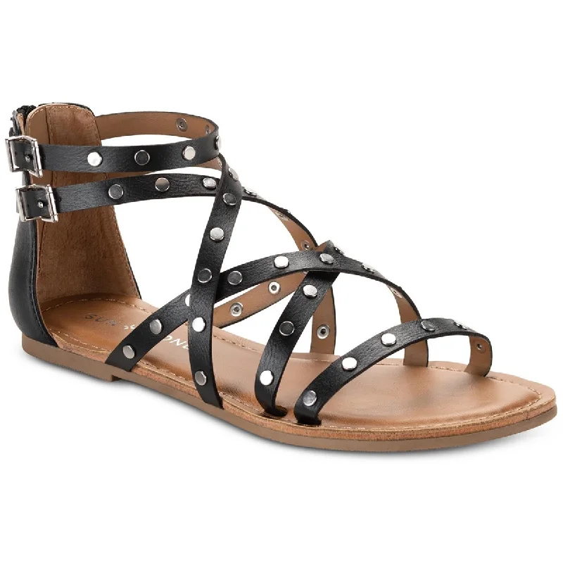 Shock - Absorbing Women's Sandals with a Soft Insole in Black for Active LifestylesSun + Stone Womens RACHAELL Studded Crisscross Gladiator Sandals