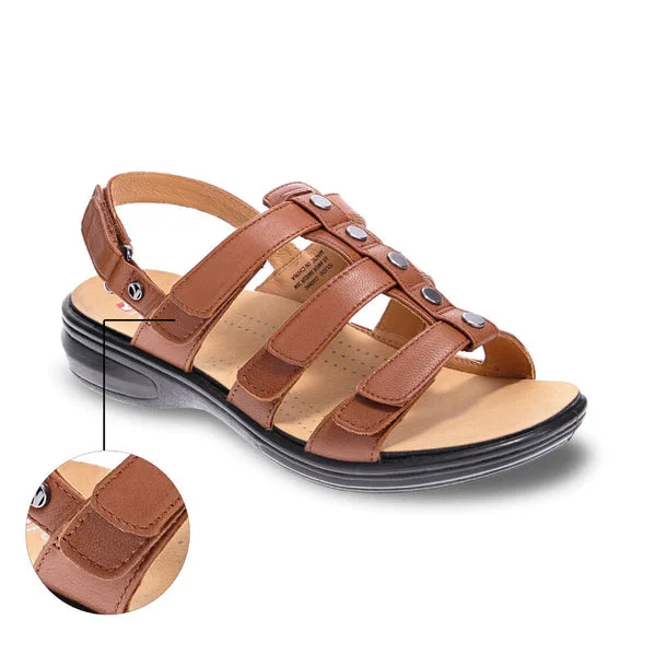 Adjustable Strap Women's Sandals with a Padded Heel in Pink for a Custom FitRevere Women's Toledo Sandal Cognac