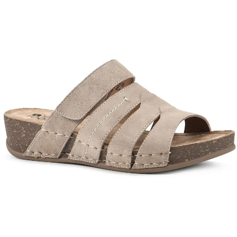 Sustainable Women's Recycled Material Sandals in Beige for Eco - Conscious ShoppersWhite Mountain Womens Fame Suede Cork Wedge Sandals