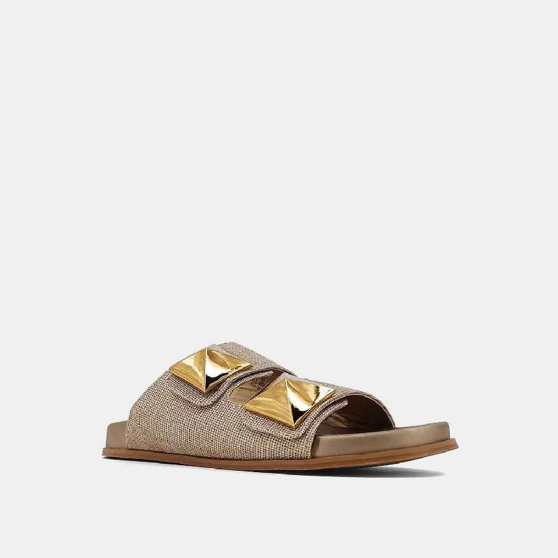 Sustainable Women's Recycled Material Sandals in Beige for Eco - Conscious ShoppersWomen's Bernarda Woven Sandal In Gold