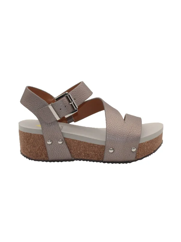 Plus Size Women's Wide - Width Platform Sandals in Black for Added Comfort and HeightWomen's Biloxi Sandal In Pewter