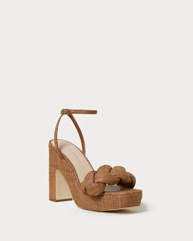 Women's Leather - Strapped Sandals with a Braided Detail in Brown for a Rustic AppealWomen's Fae Platform Heeled Sandal In Brown