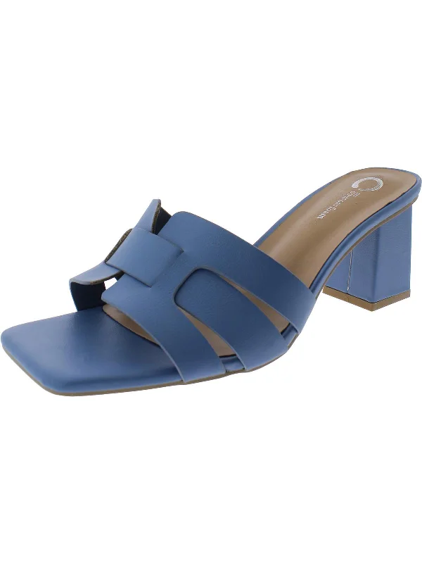 Waterproof Women's Rubber Beach Sandals with Arch Support in Blue for Water ActivitiesWomens Faux Leather Mule Sandals