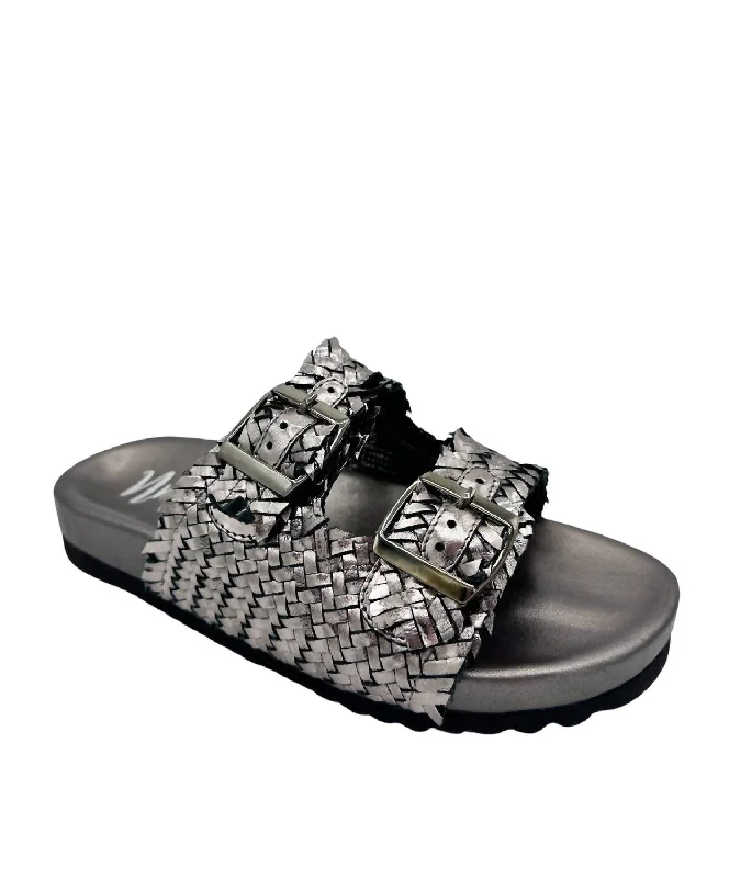 Women's Sandals with a Floral - Printed Upper in Pink for a Feminine Spring LookWomen's Intertwine Dual Woven Strap Slide In Pewter