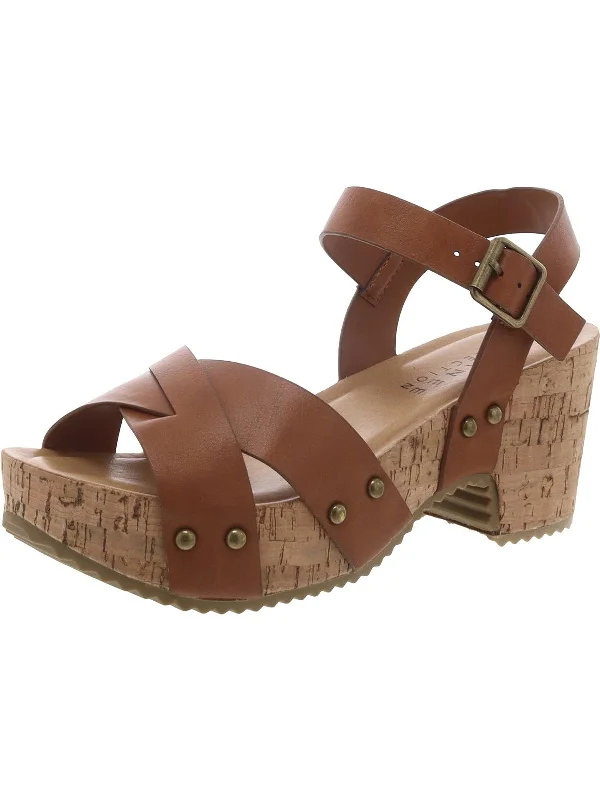 Women's Sandals with a Glitter - Coated Strap in Gold for a Sparkly Summer OutfitWomens Leather Block Heel Ankle Strap