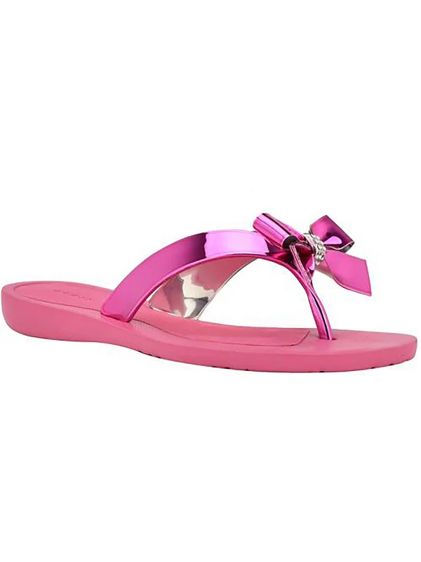 Adjustable Strap Women's Sandals with a Padded Heel in Pink for a Custom FitWomens Metallic Flat Flip-Flops