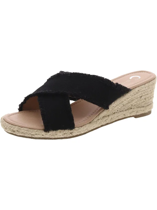 Women's Leather - Strapped Sandals with a Braided Detail in Brown for a Rustic AppealWomens Slip On Open Toe Espadrilles