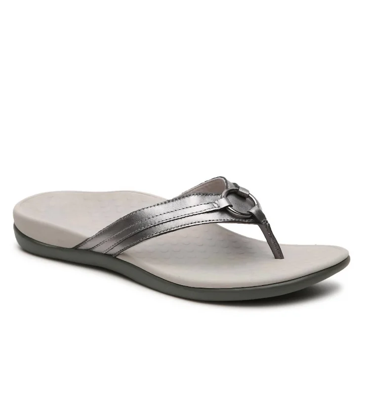 Shock - Absorbing Women's Sandals with a Soft Insole in Black for Active LifestylesWomen's Tide Aloe Orthotic Sandal - Medium Width In Pewter Metallic