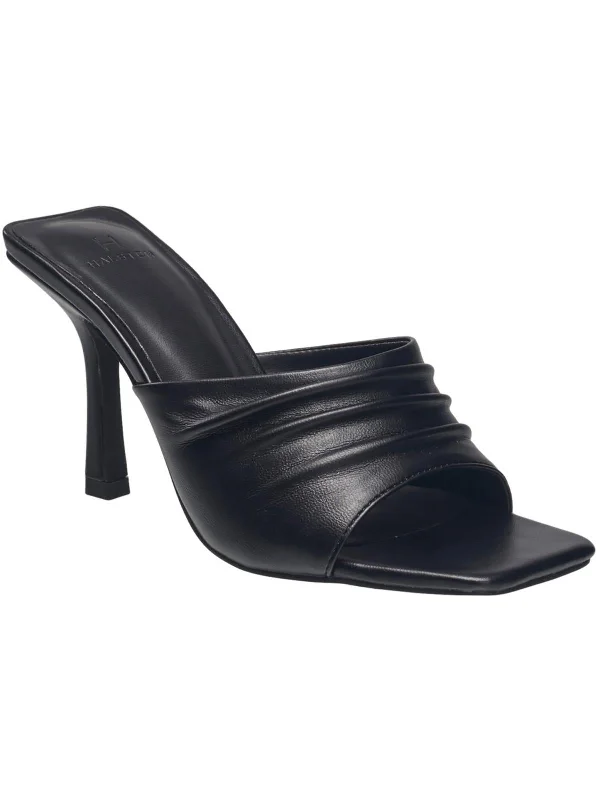 Plus Size Women's Wide - Width Platform Sandals in Black for Added Comfort and HeightWomens Vegan Leather Dressy Heels