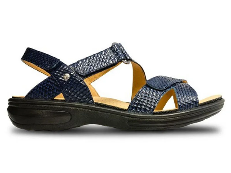 Shock - Absorbing Women's Sandals with a Soft Insole in Black for Active LifestylesRevere Women's Zanzibar Sandal Navy Snake